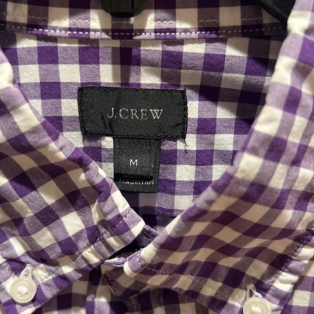 J. Crew cotton purple gingham button down shirt